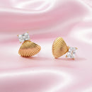 Crystal Seashell Stud Earrings