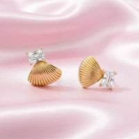 Crystal Seashell Stud Earrings