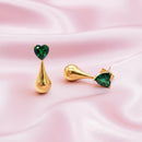 Emerald Heart Drop Earrings