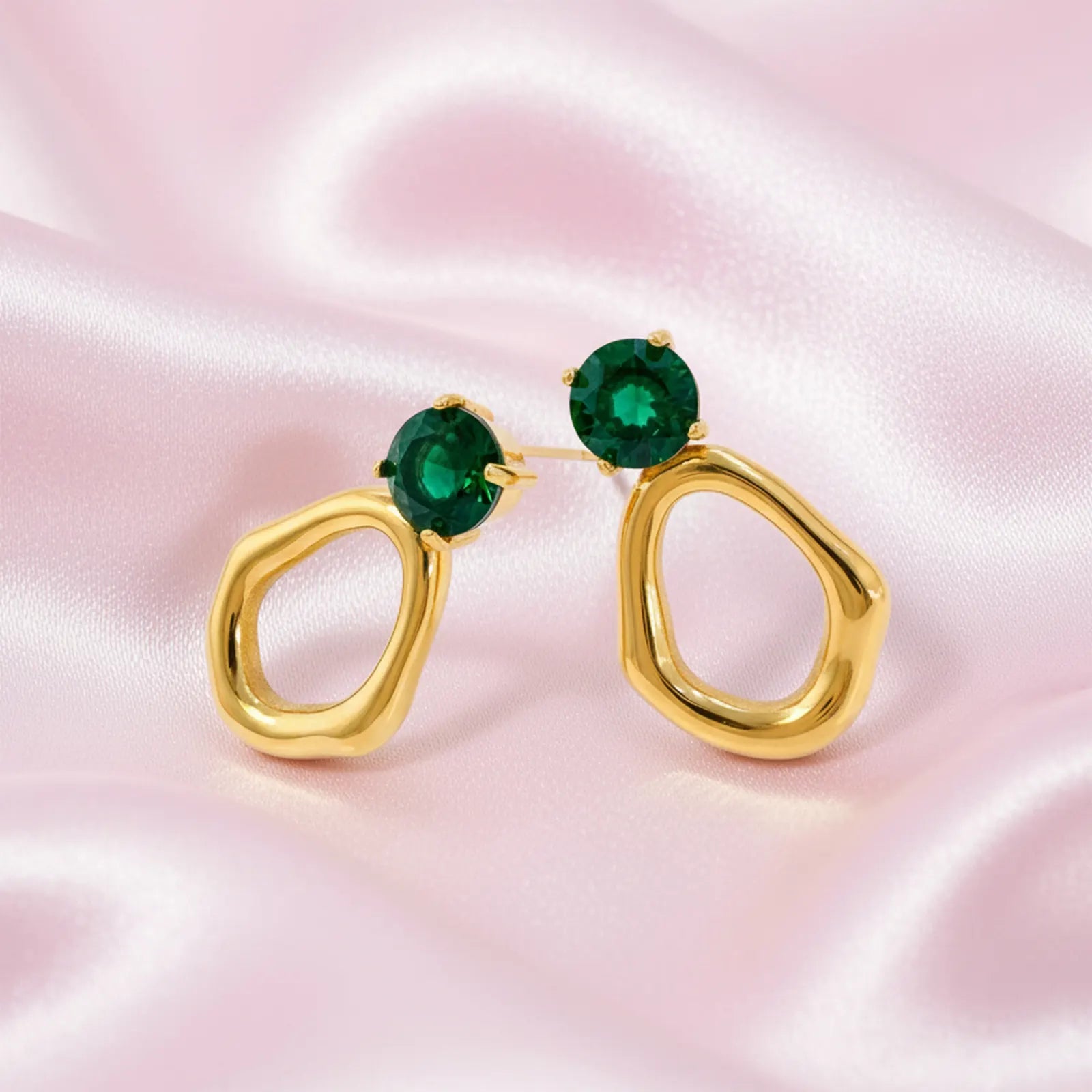 Golden Emerald Drift Earrings