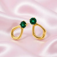 Golden Emerald Drift Earrings
