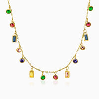 Multi Stone Charm Necklace