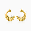 Golden Wave Pearl Earrings