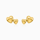 Golden Duo Heart Stud Earrings