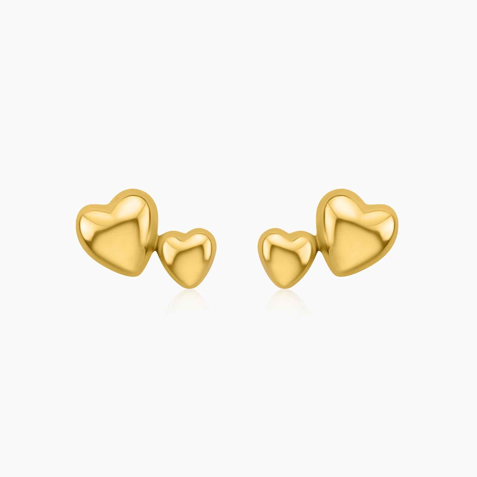Golden Duo Heart Stud Earrings