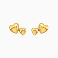 Golden Duo Heart Stud Earrings