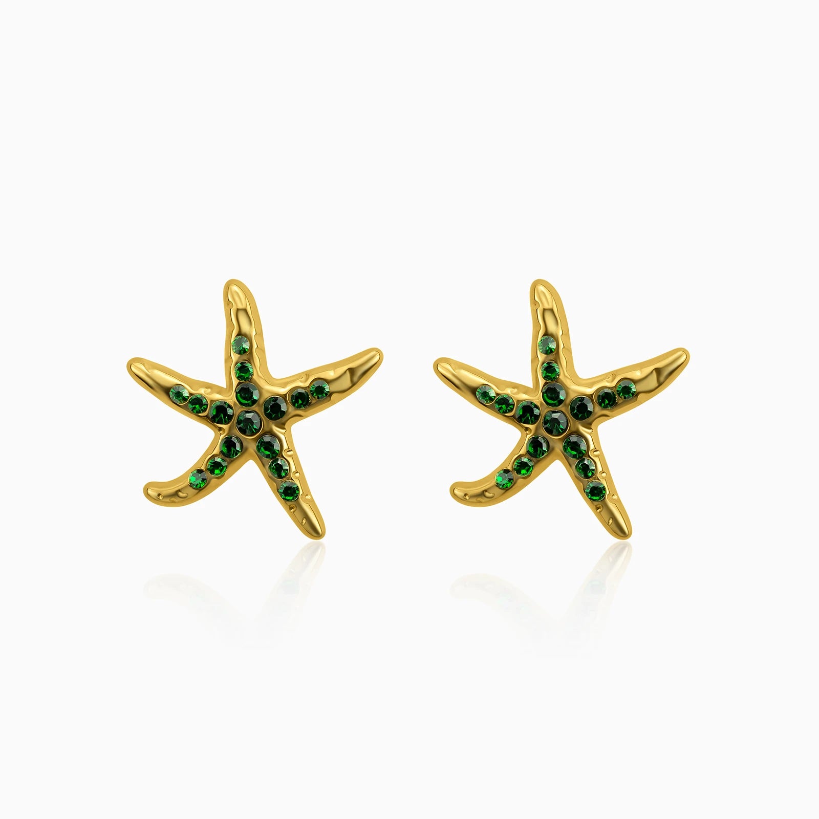 Emerald Starfish Stud Earrings