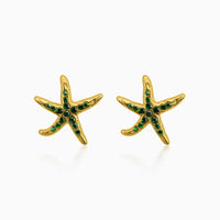 Emerald Starfish Stud Earrings