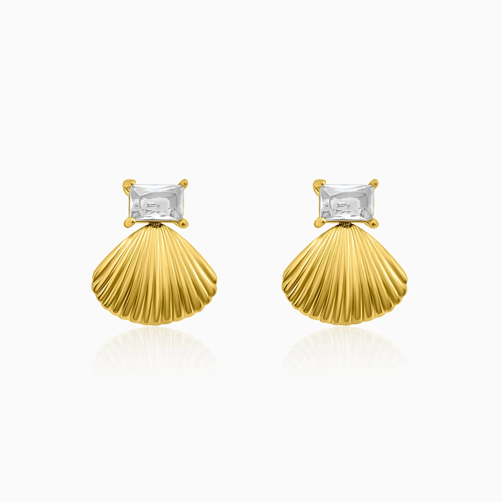 Crystal Seashell Stud Earrings