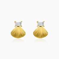 Crystal Seashell Stud Earrings