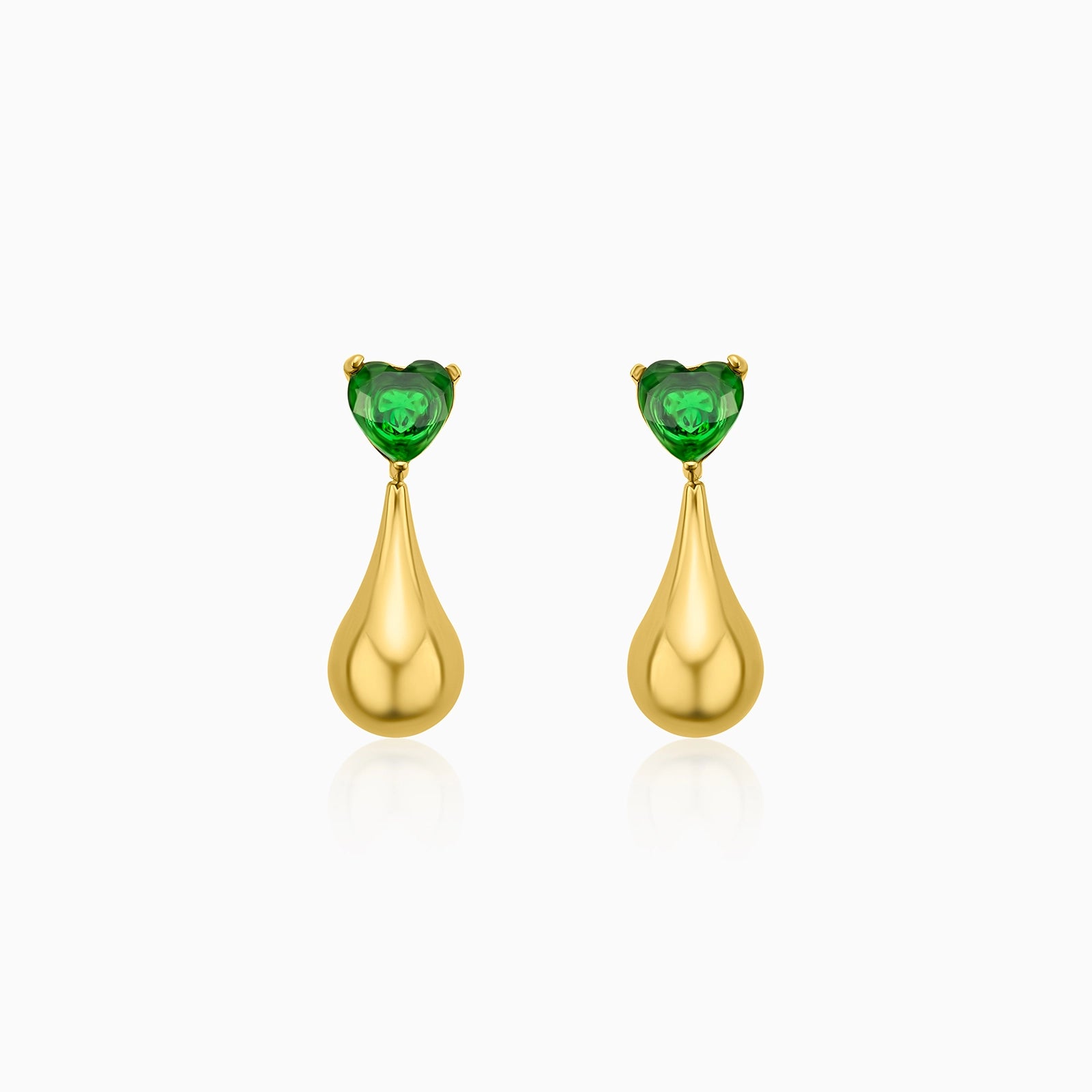 Emerald Heart Drop Earrings
