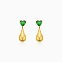 Emerald Heart Drop Earrings
