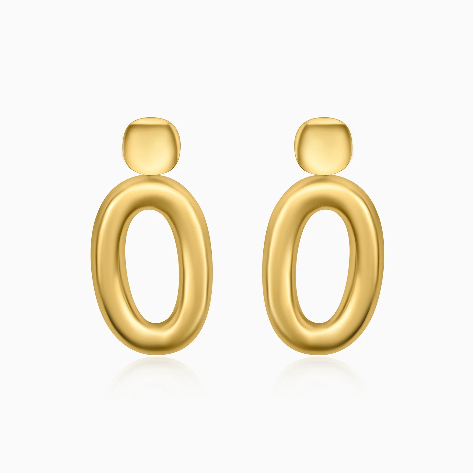 Golden Chunky Oval Earrings